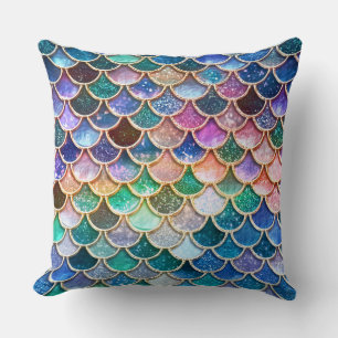 Cojín Decorativo Purpurina de lujo multicolor Mermaid Scales