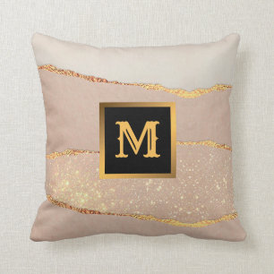 Cojín Decorativo Purpurina de lujo Rosa Gold Monogrammed