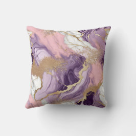 Cojín Decorativo Purpurina de mármol de lujo Pink Purple Gold