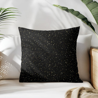 Cojín Decorativo Purpurina de oro de Glam e imagen brillante en neg