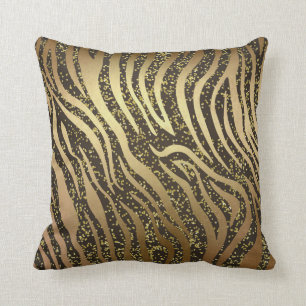 Cojín Decorativo Purpurina de oro Esparkle Zebra Jungle Safari Glam