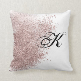 Cojín Decorativo Purpurina de oro falso Rosa Monograma Pillow