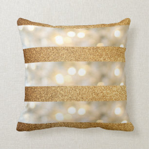 Cojín Decorativo Purpurina de oro falso y blanco
