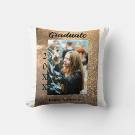 Cojín Decorativo Purpurina de oro graduación de foto añadir texto d