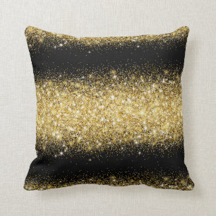 Cojín Decorativo Purpurina de oro negro de lujo