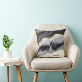 Cojín Decorativo Purpurina de oro negro personalizado