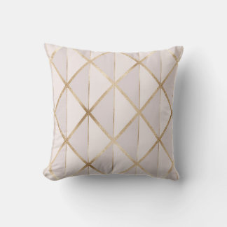 Cojín Decorativo Purpurina de oro, patrón de rhombus geométrico.