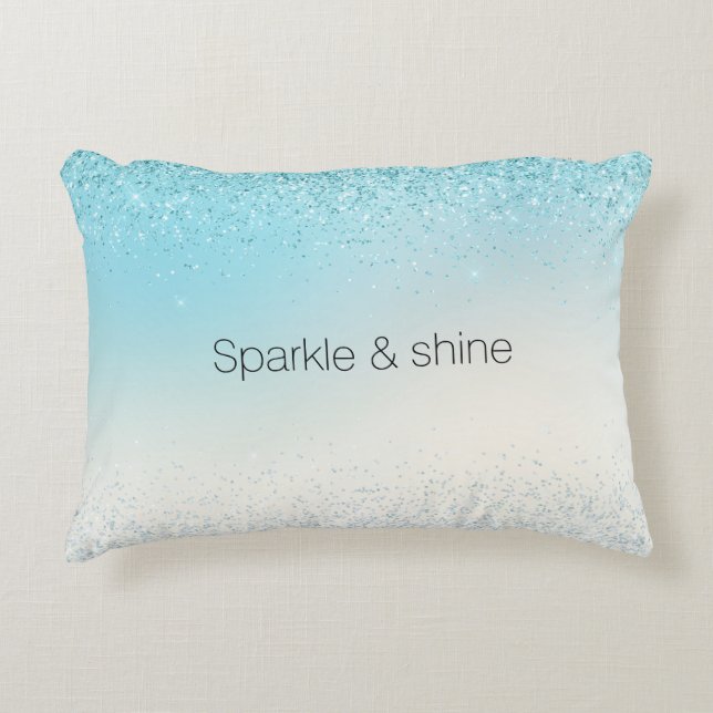 Cojín Decorativo Purpurina de parkle Aqua Blue Ombre Glitzy