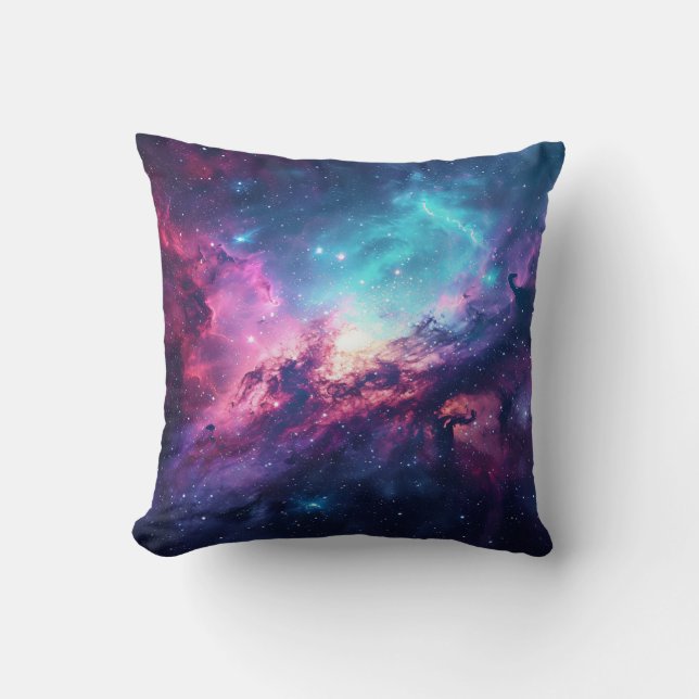 Cojín Decorativo Purpurina espacial galaxia nebulosa universo rosa  (Anverso)