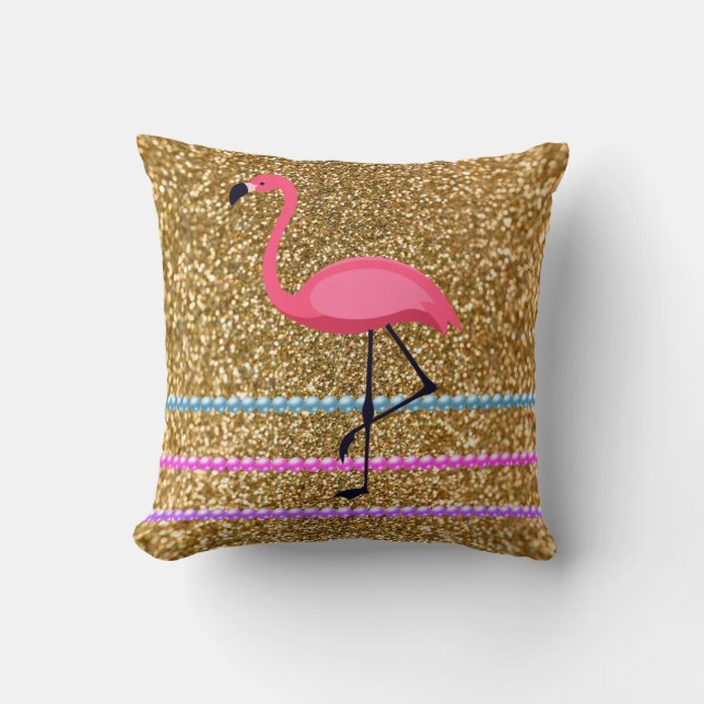 Cojín Decorativo Purpurina Flamingo Rosa (Anverso)