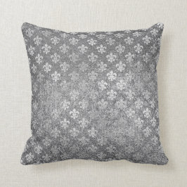 Cojín Decorativo Purpurina Fleur de Lis de Glam Gris Plateado