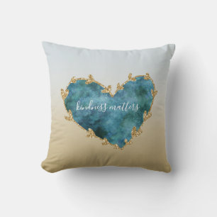 Cojín Decorativo Purpurina Gold Verde azulado Aqua Blue Earth Heart