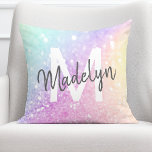 Cojín Decorativo Purpurina irlandés Glam Monogrammed<br><div class="desc">Personalice fácilmente este elegante y colorido patrón de purpurina falso bokeh con su nombre personalizado y/o monograma.</div>