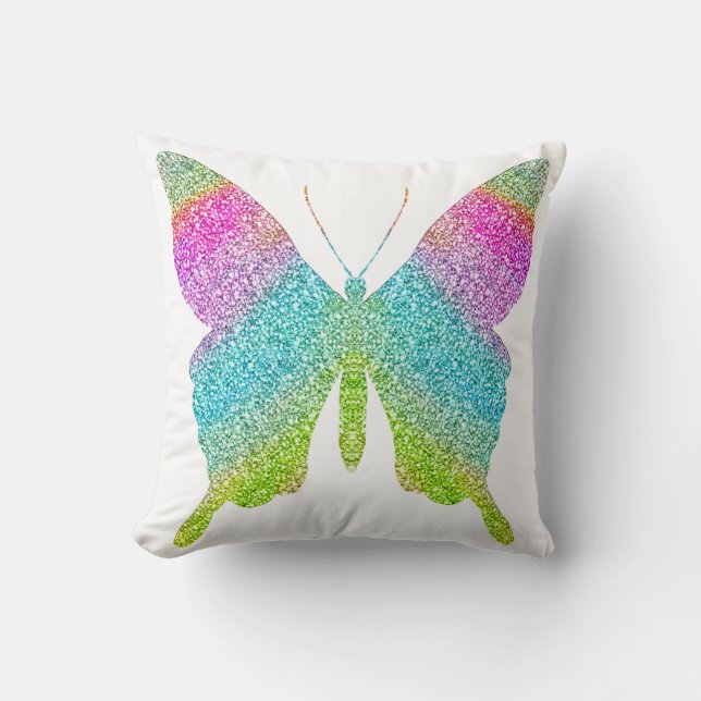 Cojín Decorativo Purpurina Mariposa Pillow - escoja un color de fon (Anverso)
