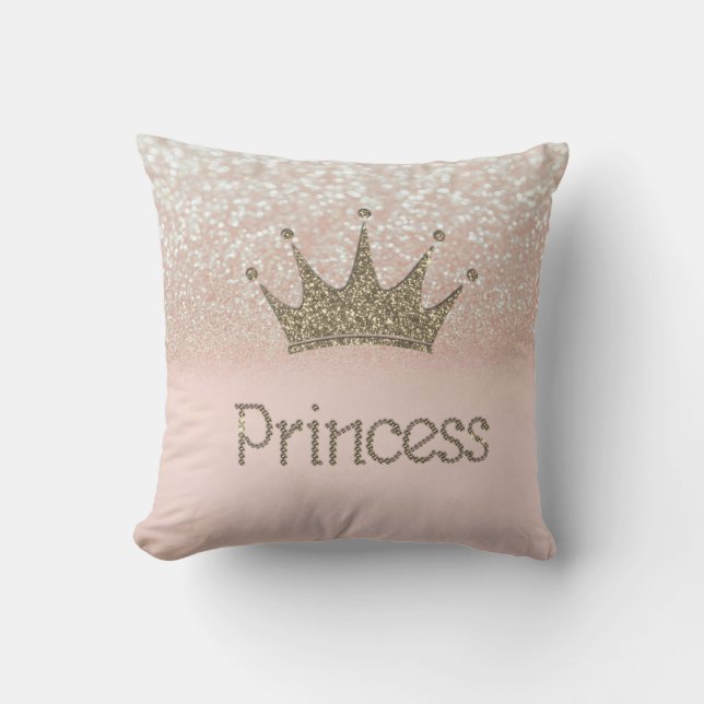 Cojín Decorativo Purpurina moderno Tiara, princesa, Purpurina Bokeh (Anverso)