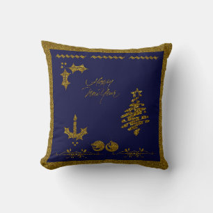 Cojín Decorativo Purpurina navidades Holly Twig, ornamentos, velas