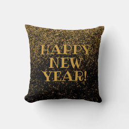 Cojín Decorativo Purpurina negro de oro falso Confetti feliz Año Nu