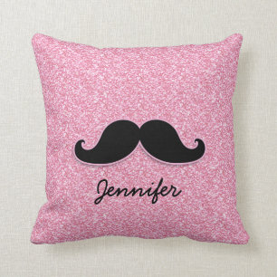 COJÍN DECORATIVO PURPURINA NEGRO FEMENINO DEL ROSA DEL BIGOTE