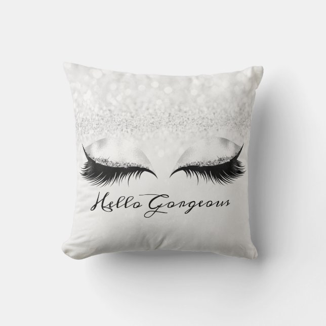 Cojín Decorativo Purpurina Ojos Maquillaje Lazas Gris Plateado Gorg (Anverso)