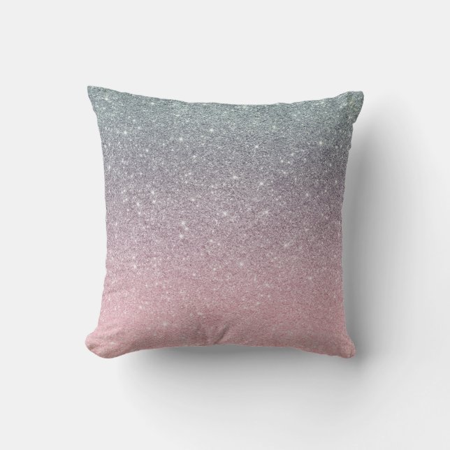 Cojín Decorativo Purpurina Ombre Rubor Gradiente gris rosado Desvan (Anverso)