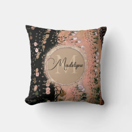 Cojín Decorativo Purpurina personalizado de monedas de coral rosa y