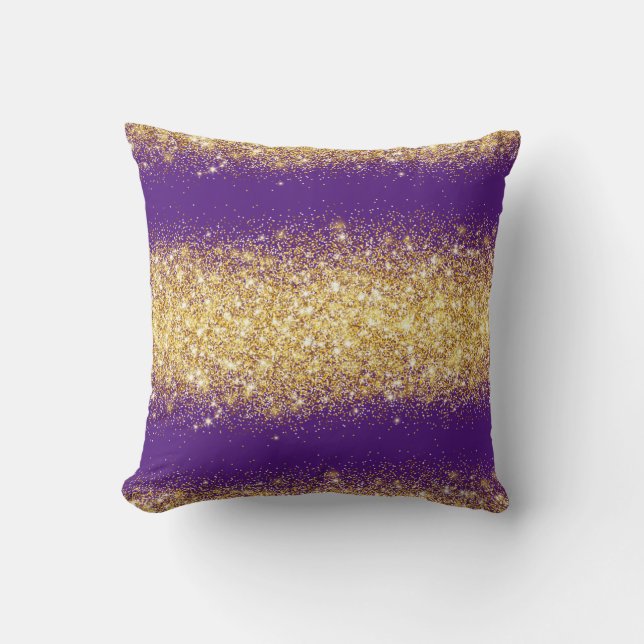 Cojín Decorativo Purpurina Purple Gold de lujo (Anverso)