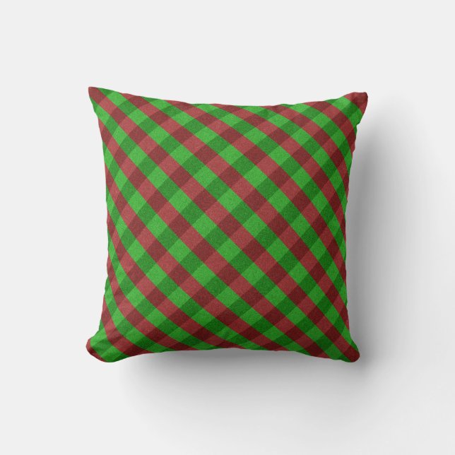 Cojín Decorativo Purpurina Red & Green Plaid (Anverso)
