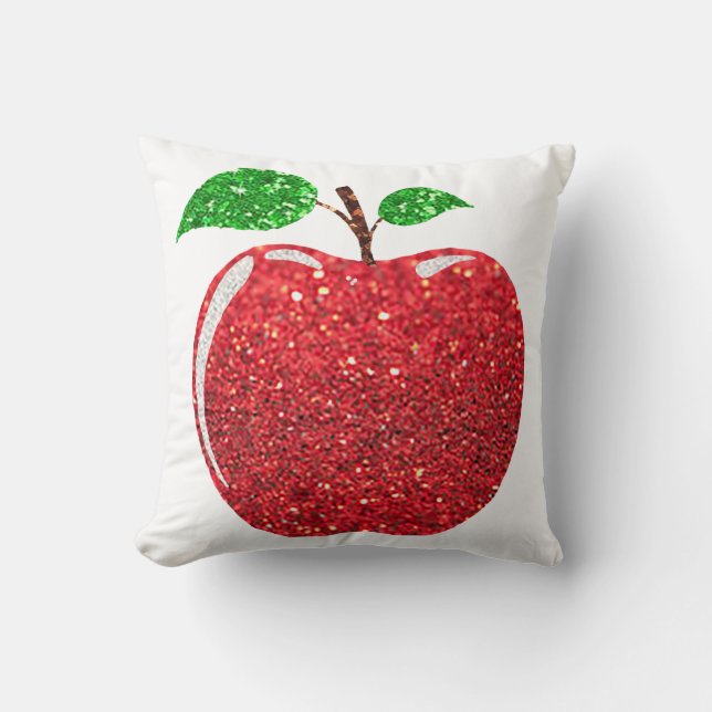 Cojín Decorativo Purpurina rojo de imitación de Apple (Anverso)