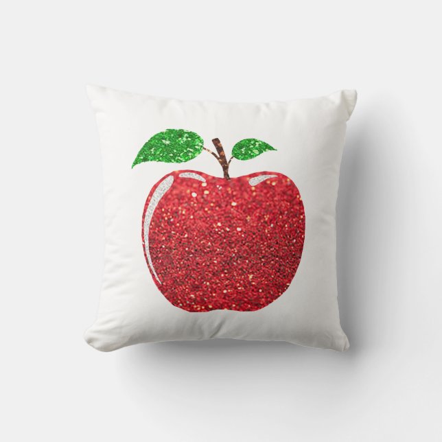Cojín Decorativo Purpurina rojo de imitación de Apple (Anverso)
