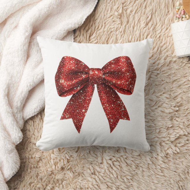Cojín Decorativo Purpurina rojo festivo Coquette Bow (Manta)