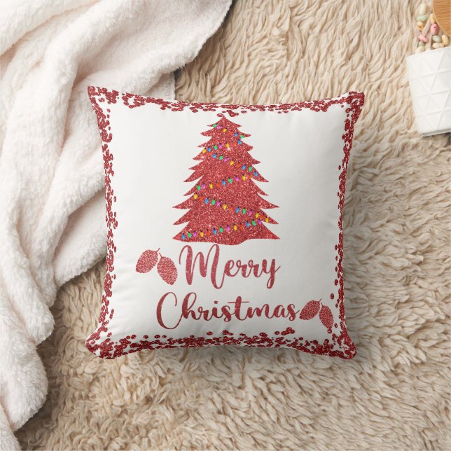 Cojín Decorativo Purpurina rojo reno - Feliz Navidad (Manta)