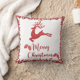 Cojín Decorativo Purpurina rojo reno - Feliz Navidad