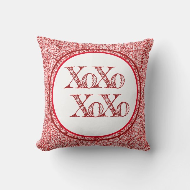 Cojín Decorativo Purpurina rojo XOXO (Anverso)