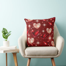 COJÍN DECORATIVO PURPURINA ROJO Y ROJO MIRAR LOS CORAZONES DE AMOR 
