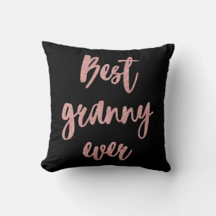 Cojín Decorativo Purpurina rosa caligrafía mejor foto de abuela nun