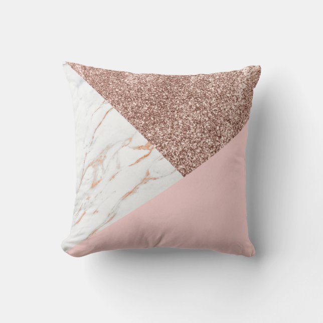 Cojín Decorativo Purpurina Rosa de mármol (Anverso)