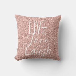 Cojín Decorativo Purpurina Rosa Live Love Laureado Motivacional