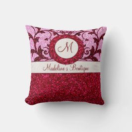 Cojín Decorativo Purpurina rosa rojo personalizable monograma almoh