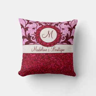 Cojín Decorativo Purpurina rosa rojo personalizable monograma almoh