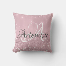 Cojín Decorativo Purpurina Rubor de inicio rosa rosa rosa de nombre