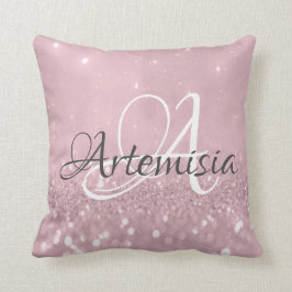Cojín Decorativo Purpurina Rubor de inicio rosa rosa rosa de nombre