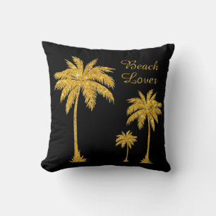 Cojín Decorativo Purpurina Tropical Gold Beach Lover