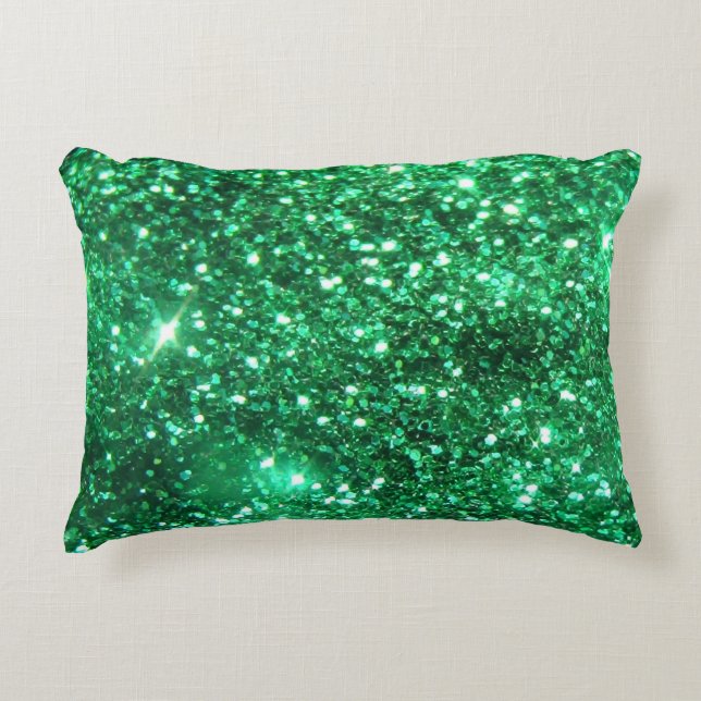 Cojín Decorativo Purpurina verde esmeralda Glitzy (Anverso)