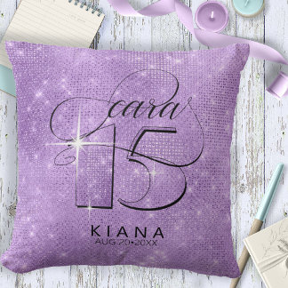 Cojín Decorativo Purpurina y brilla Quinceanera Violet V2 ID701