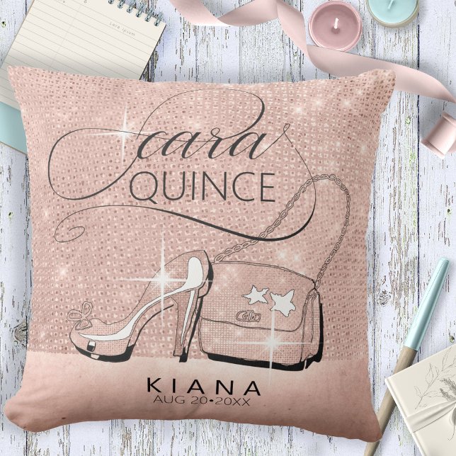 Cojín Decorativo Purpurina y Shine Quinceanera Rosa Gold ID701 (Subido por el creador)