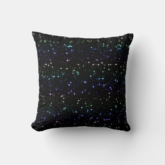 Cojín Decorativo Purpurinas arcoiris en el cielo nocturno (Anverso)