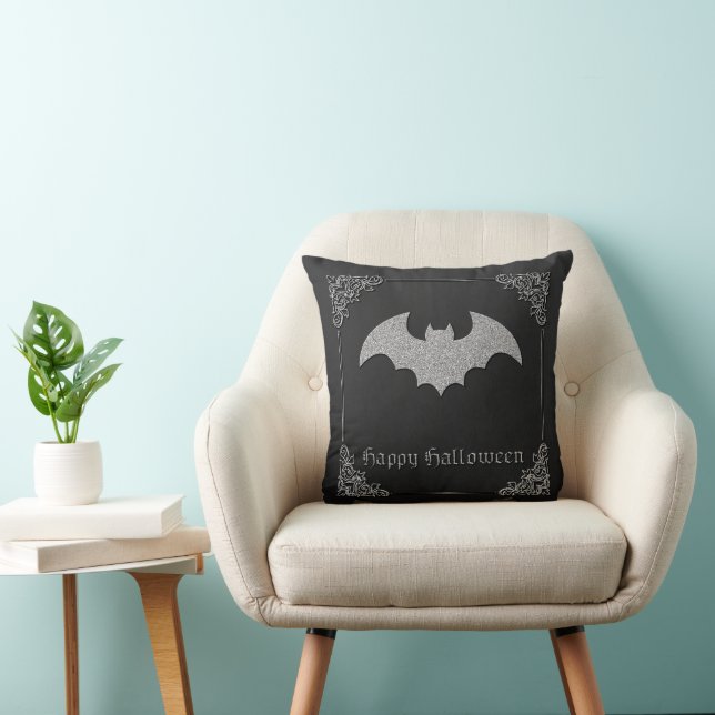 Cojín Decorativo Purpurinoso Bat Halloween (Silla)
