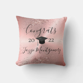 Cojín Decorativo Purpurinoso de Graduación de Sheen Rosa Girly