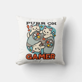 Cojín Decorativo Purr on Gamer - Diseño de juegos para gatos