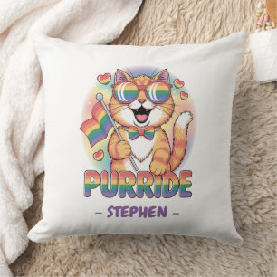 Cojín Decorativo Purride - Gato Naranja con la bandera del orgullo
